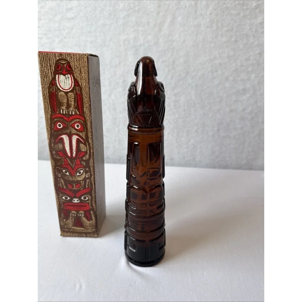 Vintage 1970s Avon Totem Pole After Shave Decanter Bottle Deep Woods Aftershave